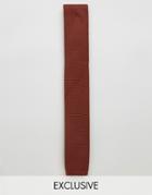 Noose & Monkey Knitted Square Tie - Brown