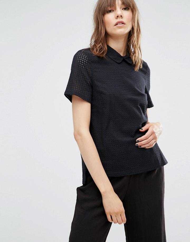 Ymc Perforated Top With Collar - Black