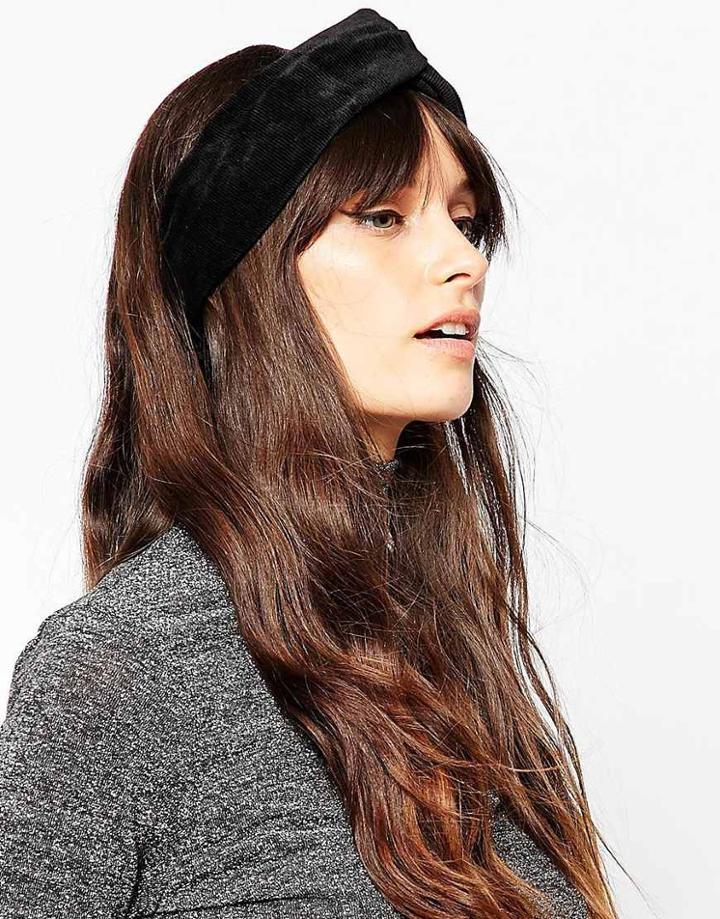 Asos Cosy Cord Headband - Black