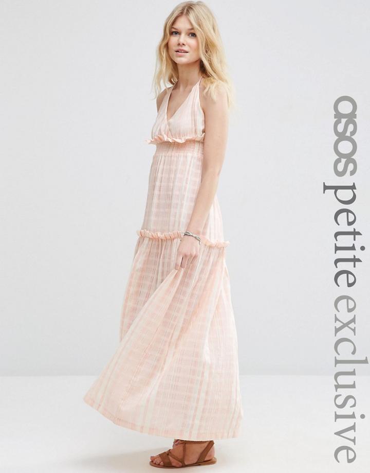 Asos Petite Exclusive Premium Beach Maxi Dress With High Neck - Pink