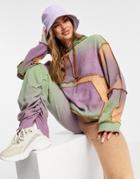 Jaded London Oversized Patchwork Lightweight Knitted Hoodie Set-multi