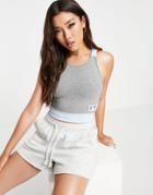 Asos 4505 Cami Top With Ruched Strap Detail In Organic Cotton-grey