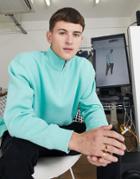 Topman Half Zip In Blue - Part Of A Set-blues