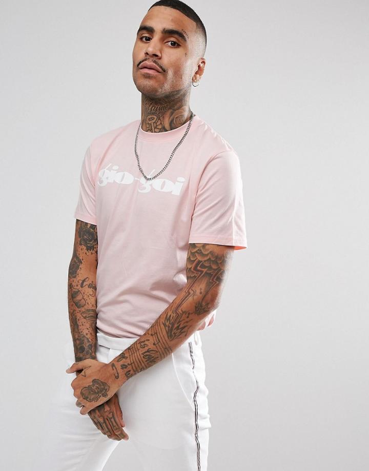 Gio Goi Script Logo T-shirt In Pink - Pink