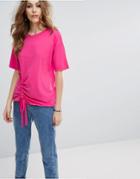 Warehouse Ruched Side Tee - Pink