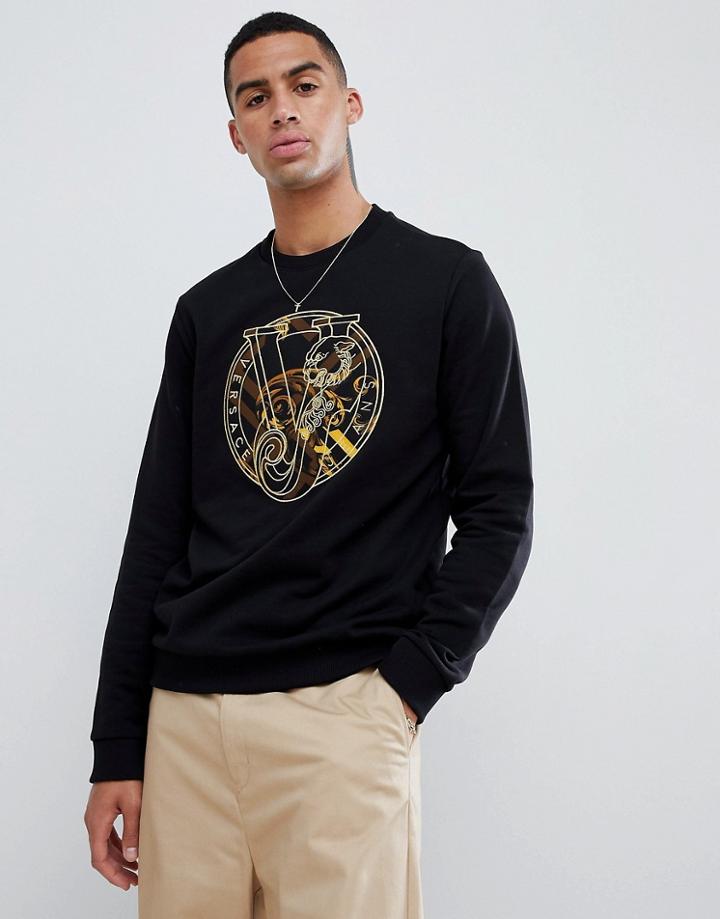 Versace Jeans Sweatshirt With Chest Print - Black