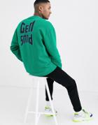 Asos Design Oversized Sweatshirt With Gen Plus Print In Green