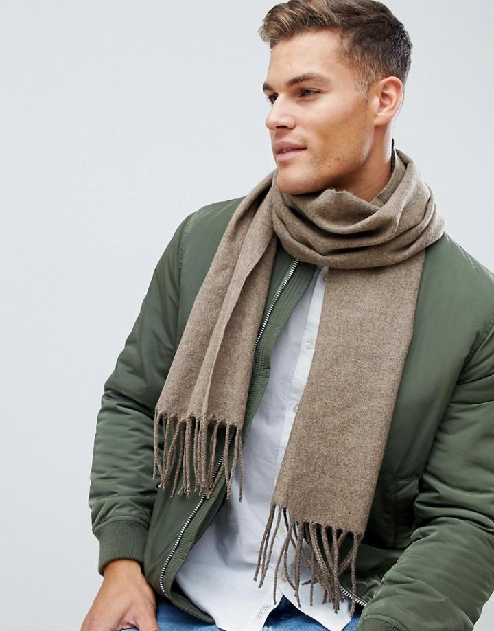 Asos Design Scarf In Camel Texture - Beige