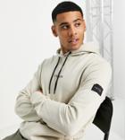 Calvin Klein Asos Exclusive Reverse Chest Logo Hoodie In Stone-neutral