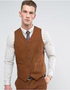 Asos Wedding Skinny Vest In Rust Tonic - Brown