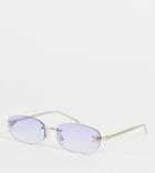 Collusion Unisex Rimless Sunglasses With Diamante Logo In Silver