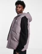 Asos Design Day Social Longline Puffer Vest With Hood In Purple