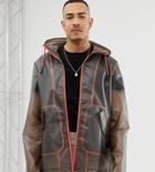 Asos Design Tall Transparent Windbreaker With Contrast Neon Taping - Gray