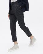 New Look Tapered Pleated Smart Pants In Navy Pinstripe