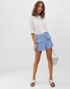 River Island Tailored Boucle Shorts With Pockets In Blue