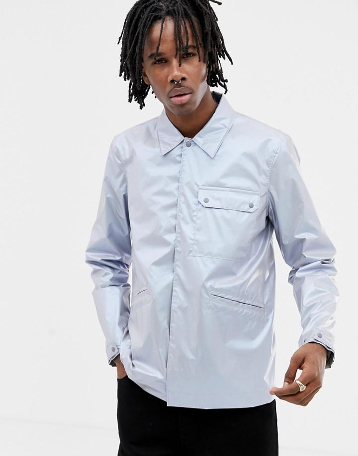 Asos Design Utility Jacket In Metallic Silver - Silver