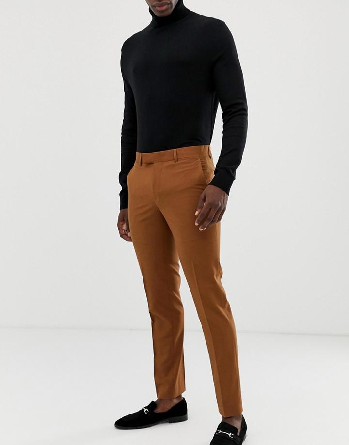Farah Henderson Skinny Suit Pants In Tan