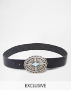 Retro Luxe London Leather Western Belt With Turquoise Buckle