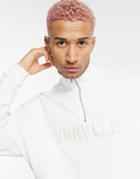 Asos Unrvlld Spply Oversized Half Zip Sweatshirt With 3d Embroidered Logo In White