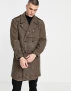 Gianni Feraud Plaid Oversized Coat-brown