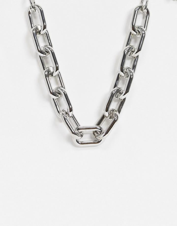 Pieces Chunky Chain Necklace In Silver