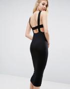 Asos Thick Strap Midi Dress - Black