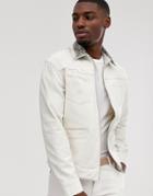 Jack & Jones Premium Snake Print Collar Jacket In White - White
