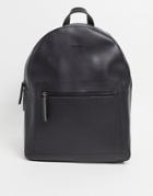 Fenton Leather-look Zip Front Backpack-black