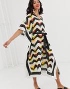 & Other Stories Graphic Belted Linen Caftan - Multi