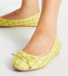 Asos Design Wide Fit Lallie Round Toe Ballet Flast In Yellow Tweed