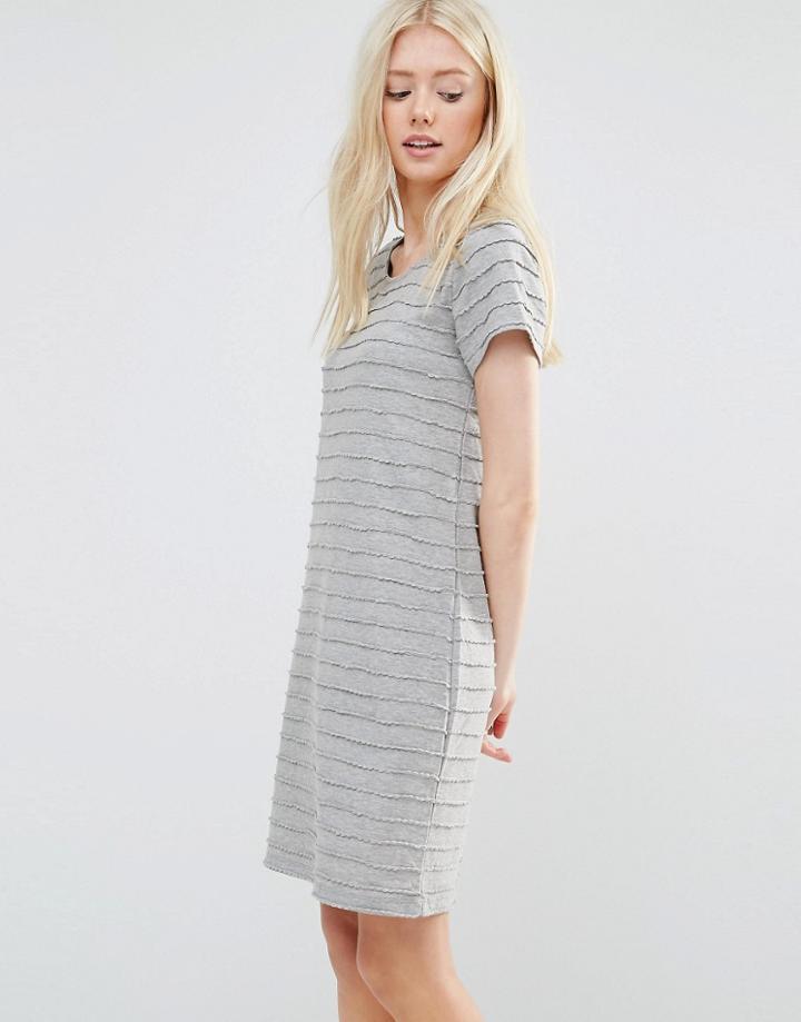 Vila Textured Stripe Shift Dress - Gray