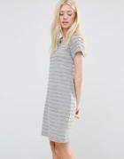 Vila Textured Stripe Shift Dress - Gray