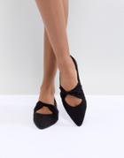 Oasis Bow Center Flat Shoe - Black