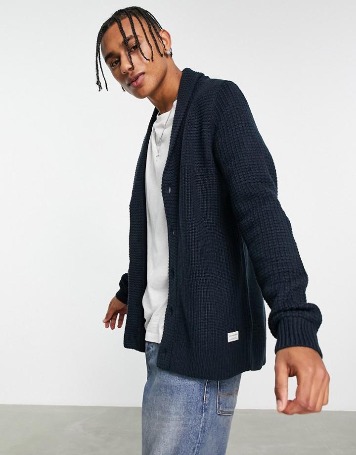 Jack & Jones Originals Shawl Collar Cardigan In Navy
