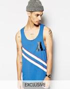 Reclaimed Vintage X Tank With Stripes - Blue