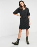 Vero Moda Quilted Mini Dress With Puff Sleeve In Black