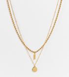 Asos Design 14k Gold Plated Pack Of 2 Necklaces With Bar And Disc Pendants