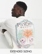 Asos Design Oversized T-shirt In Cream With Celestial Back Print-white