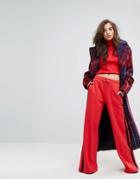 Gigi Hadid Oversized Plaid Wool Coat - Red