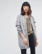 Moss Copenhagen Longline Bomber Jacket - Gray