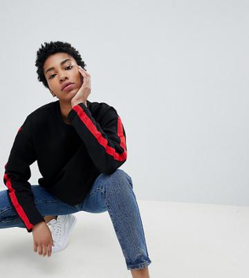 Kubban Tall Slogan Printed Long Sleeved Crop Top - Black