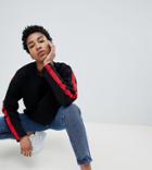 Kubban Tall Slogan Printed Long Sleeved Crop Top - Black