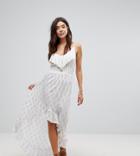 Akasa Coin Embellished Spilt Hem Maxi Beach Dress - White