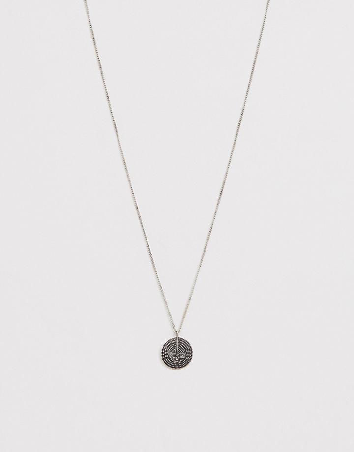 Icon Brand Circle Pendant Necklace - Silver