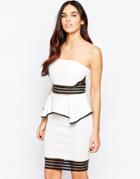 Lipsy Bandeau Peplum Dress - White