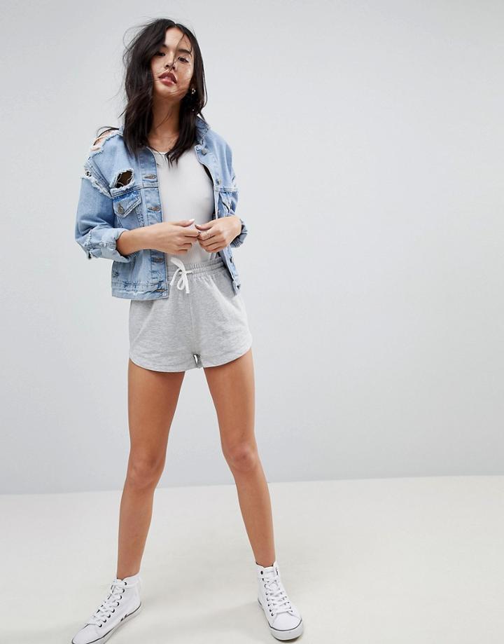 Asos Basic Jersey Short With Drawcord - Gray