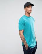Asos Knitted T-shirt With Curved Hem In Teal - Blue
