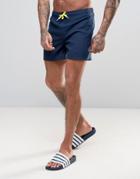 D Struct Swim Shorts With Neon Draw String - Navy