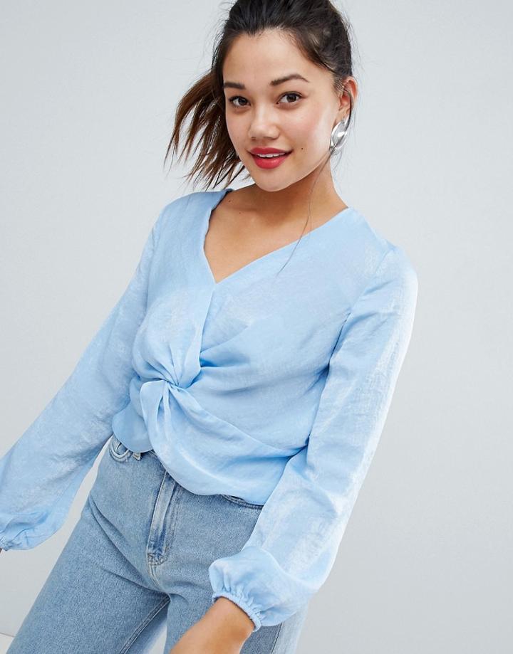 New Look Twist Front Shell Top - Blue