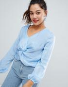 New Look Twist Front Shell Top - Blue